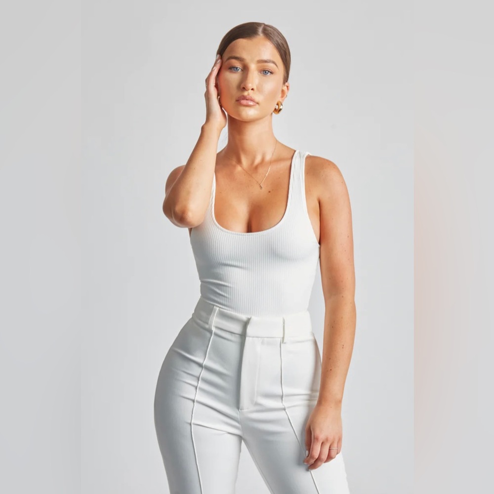 White ribbed bodysuit